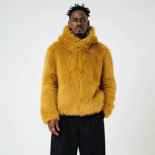 Golden Faux-Fur Hoodie