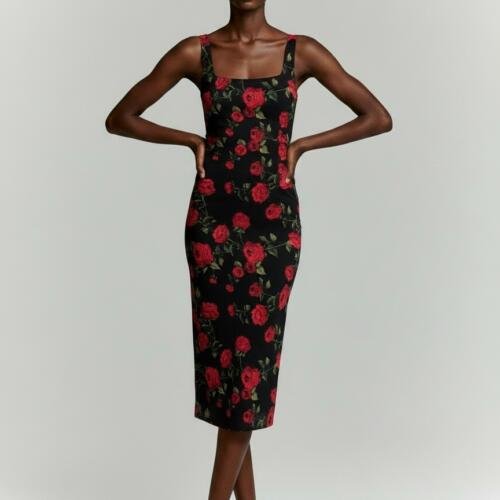 Midnight Rose Midi Dress