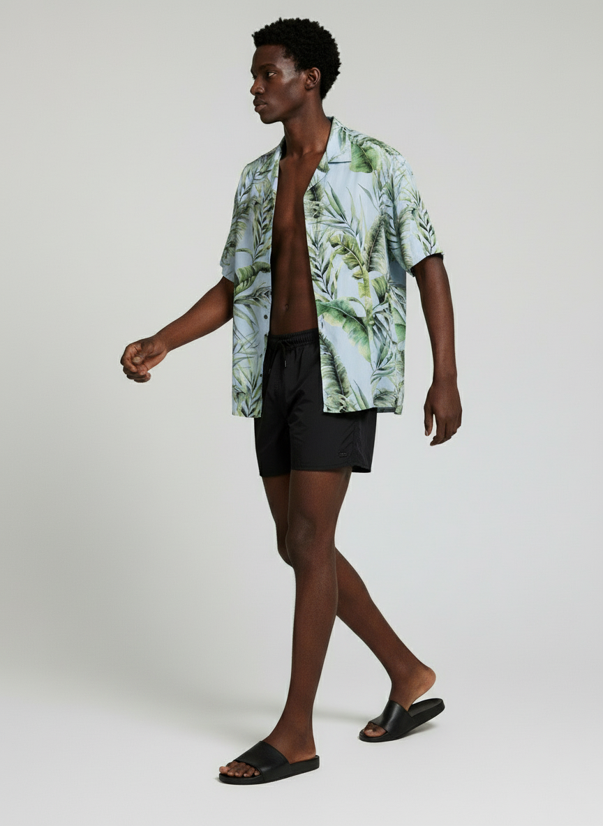 Emerald Tropic Satin Shirt - Image 3
