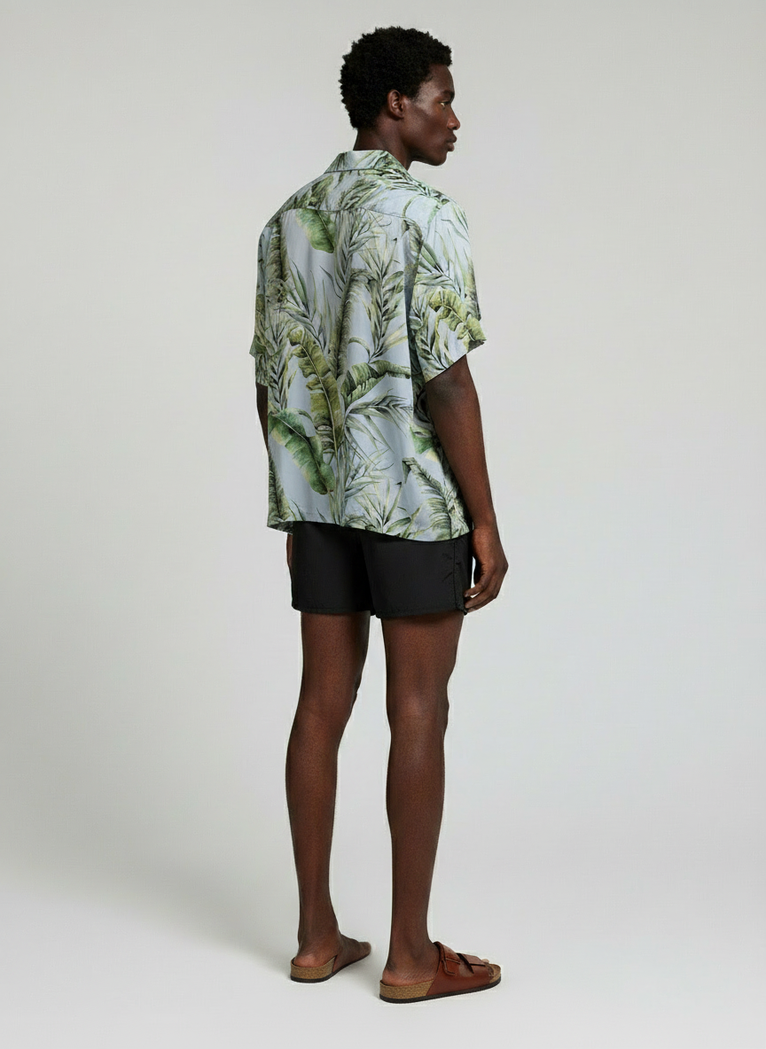Emerald Tropic Satin Shirt - Image 2